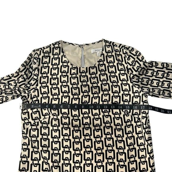 Milly Women's Black & White Keyhole Holly Bell-Sleeve Chain-Print Top Size 2 - Picture 9 of 14